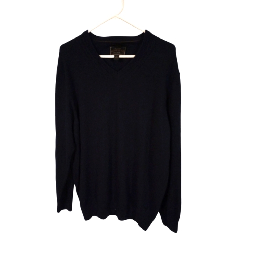 Jos A Bank Cashmere Wool Blend V-Neck Sweater Dark Navy Soft Preppy Office XL